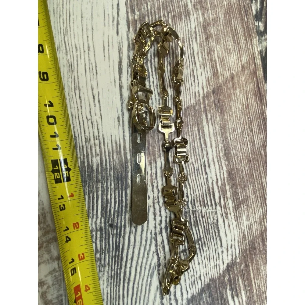 Vintage 80s Gold Tone Watch Style Linked Belt Small Retro Metallic Chain